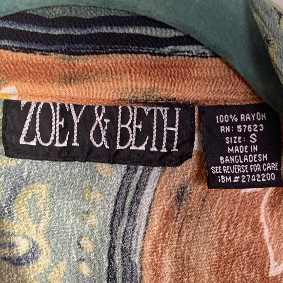 Vintage Rayon Sleeveless Button up Blouse, Size S - Picture 4 of 6